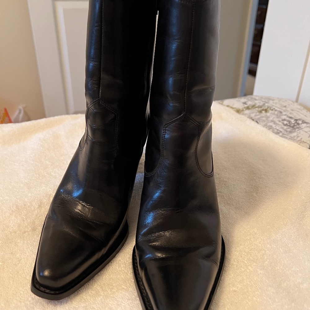 VIA SPIGA BLACK LEATHER BOOTS 8.5